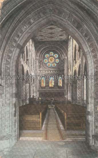 Interior from West Porch, Waltham Abbey, Essex. c.1906